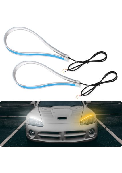 60CM Ultra Ince Araba Yumuşak Tüp LED Şerit Gündüz Çalışan Işık Dönüş Sinyal Lambası (Yurt Dışından)