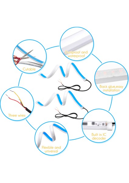 60CM Ultra Ince Araba Yumuşak Tüp LED Şerit Gündüz Çalışan Işık Dönüş Sinyal Lambası (Yurt Dışından) modelleri