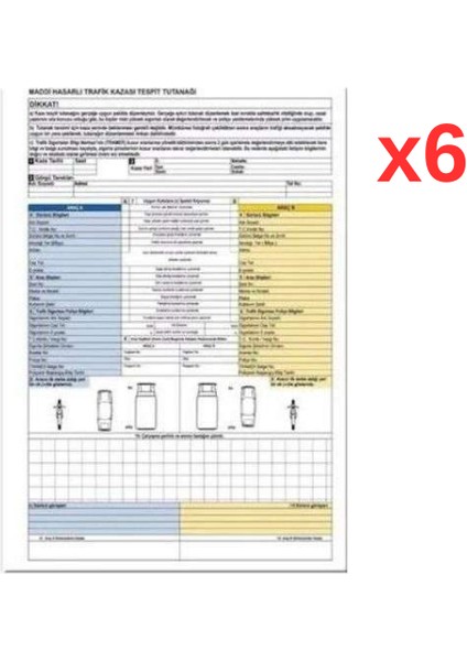 Kaza Tespit Formu Otokopili 6'lı Paket