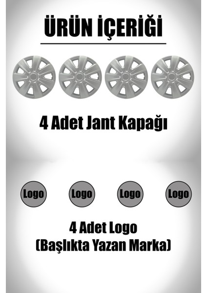 Citroen Nemo Saxo 14" Inç Uyumlu 4 Adet 1 Takım Gri Kırılmaz Esnek Jant Kapağı 005 fiyatları