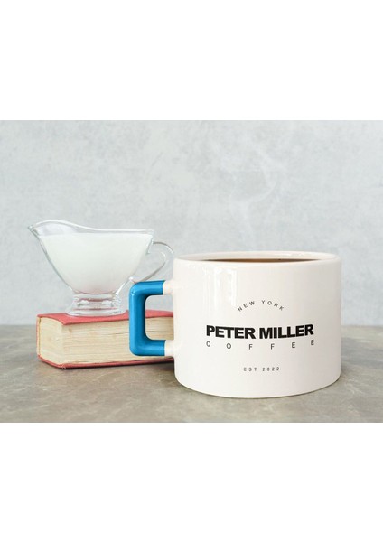 Kişiye Özel Isimli Renkli Mavi Kulplu Çay & Kahve Fincanı Seti - Hediye