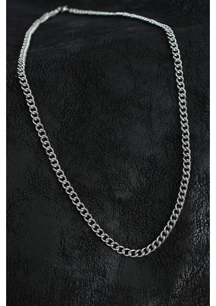 316L Çelik Klasik Oval Zincir Model Gümüş Renk Erkek Kolye - TJ-ERK1390