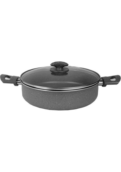 24CM Gri Basık Tencere, Dayanıklı ve Şık Tasarım