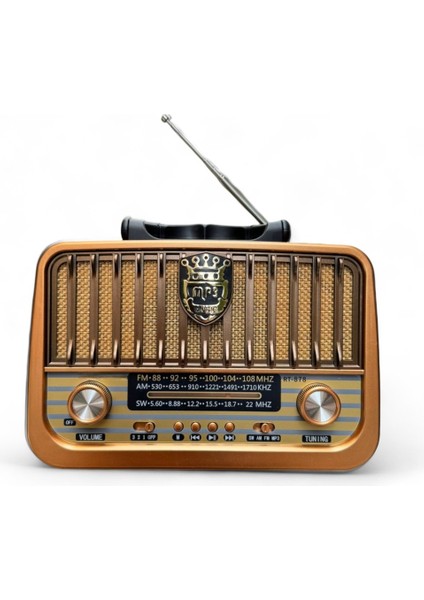 RT-878 Usb/bt/fm Nostajik Radyo + Fenerli Müzik Çalar