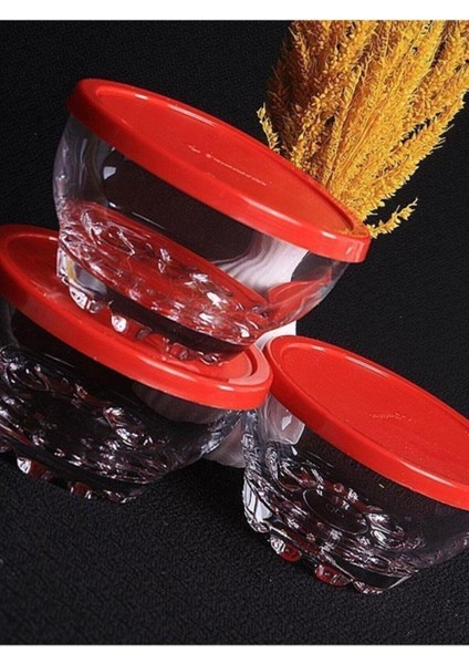 Turuncu 3'lü Kapaklı Saklama Kabı, Pratik ve Şık Mutfak Düzeni Için Ideal