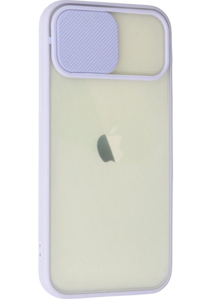 iPhone 12 Kılıf Palm Buzlu Kamera Sürgülü Silikon - Lila - NEONX2390-9235