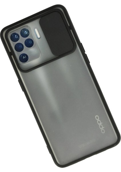 Oppo Reno 5 Lite Kılıf Palm Buzlu Kamera Sürgülü Silikon - Siyah - NEONX4855-5469