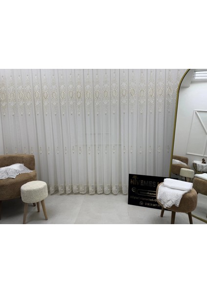 Nivemeshome Hürrem Gold Detaylı 1/3 Sık Pileli Tül Perde Apm indirimleri