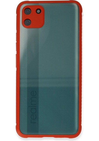 Realme C11 Kılıf Miami Şeffaf Silikon - Kırmızı - NEONX7801-4809
