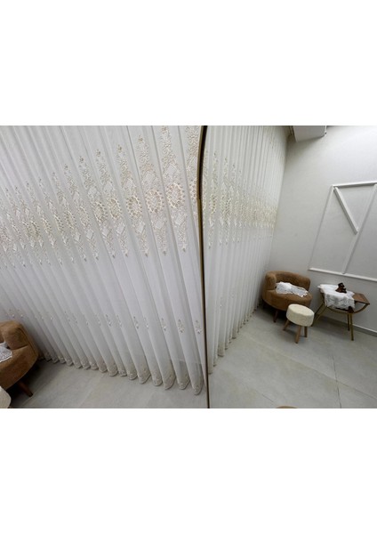 Nivemeshome Hürrem Gold Detaylı 1/3 Sık Pileli Tül Perde Apm fırsatları