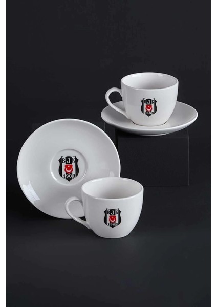 2'li Beyaz Çay Fincan Takımı, Beşiktaş Armalı, Şık ve Kullanışlı Set