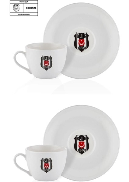 2'li Beyaz Çay Fincan Takımı, Beşiktaş Armalı, Şık ve Kullanışlı Set modelleri