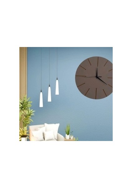 Ahşap Minimal Dekoratif Duvar Saati - 33X33 cm Vizon