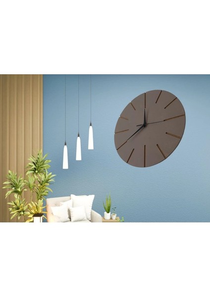 Ahşap Minimal Dekoratif Duvar Saati - 33X33 cm Vizon fiyatları