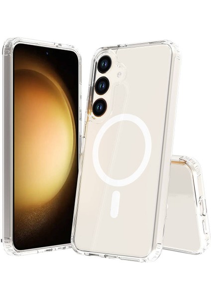 Samsung Galaxy S24 Fe Uyumlu Kılıf M-Safe Şarj Özellikli Şeffaf Sert Pc Zore Embos Kapak modelleri