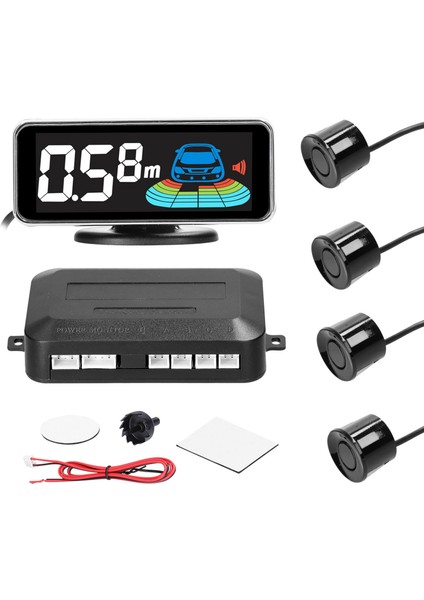 Araba Park Sensörü Arka Geri Radar Sistemi 4 Park Sensörleri ile Mesafe Algılama LCD Mesafe Göstergesi Sesli Uyarı Buzzer (Yurt Dışından)
