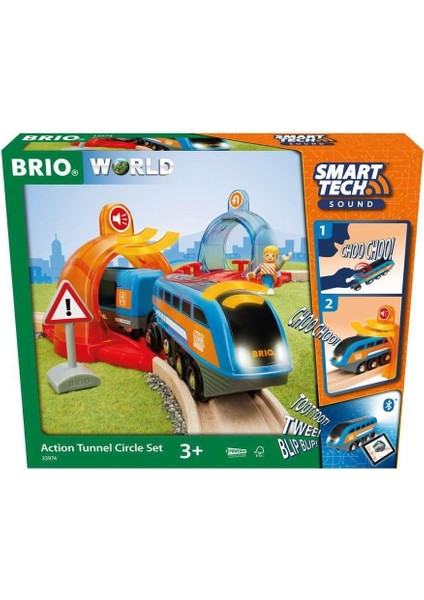 -Brio Dünya Akıllı Teknik Ses - Aksiyon Tüneli Çember Tren Çocuklar Için Set 3 Yıl Altı - Tüm Brio Demiryolu Setleri ve Aksesuarları ile Uyumlu