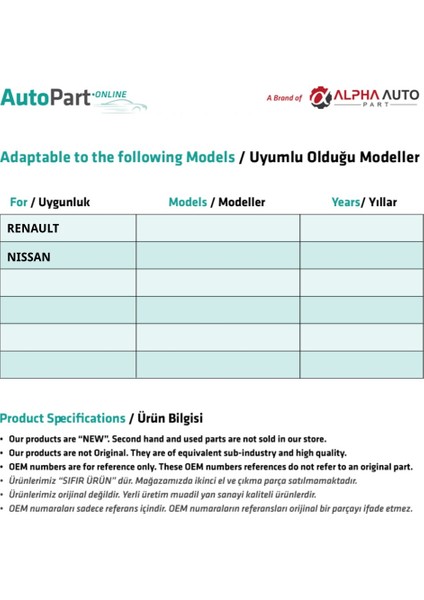 Renault, Nissan için Kapı Kilit Motoru