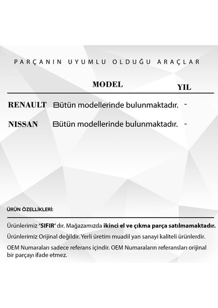 Renault, Nissan için Kapı Kilit Motoru