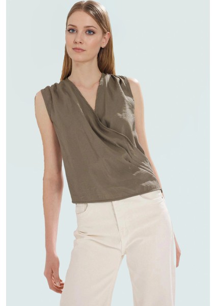 Omuz Büzgülü Kolsuz Bluz Viskoz Kumaştan Iş ve Günlük Modern Stil Premium Kalite Rahat Şık fiyatları