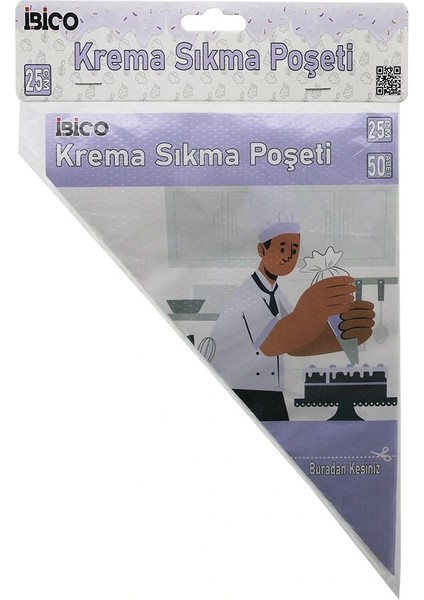 Naylon 25CM 50PCS Krema Sıkma Poşeti Torbası (5047)