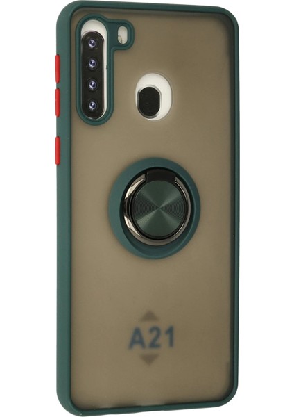 Samsung Galaxy A21 Kılıf Montreal Yüzüklü Silikon Kapak - Yeşil Svlrs fiyatları