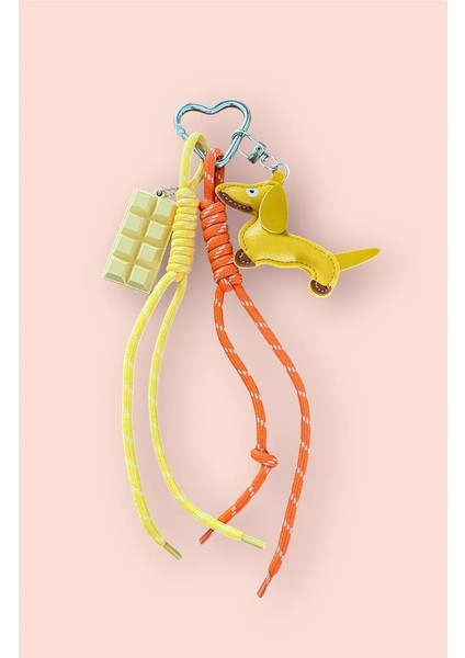 Çikolatalı Çanta Charm Çikolata ve Köpek Detaylı Çanta Charm Çanta Süsü