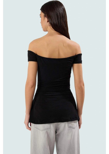 Uzun Örme Bluz Carmen Yaka Kemerli Rahat Kalıp Yazlık Yüksek Kalite Şık Görünüm modelleri