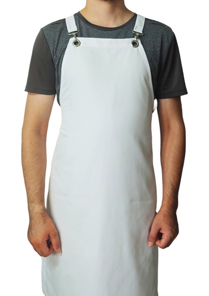 Çapraz Bağlamalı Cepsiz Beyaz "cross - Back" Mutfak Restaurant Şef Önlüğü