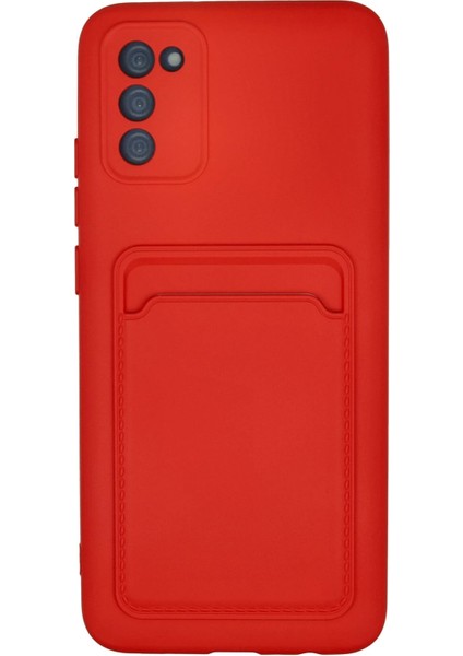 Samsung Galaxy A02S Kılıf Kelvin Kartvizitli Silikon - Kırmızı Glstd