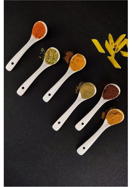 6’lı Porselen Çay ve Reçel Kaşığı 10,5 cm Beyaz Set