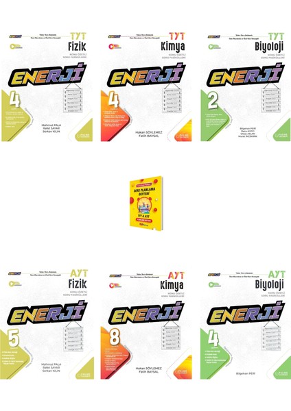 Tyt ve Ayt Enerji Fizik Kimya Biyoloji 6lı Konu Özetli Soru Fasikülleri Seti + Planlama Defteri