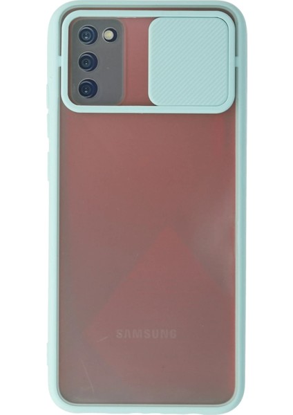 Samsung Galaxy A03S Kılıf Palm Buzlu Kamera Sürgülü Silikon - Turkuaz Svlrs