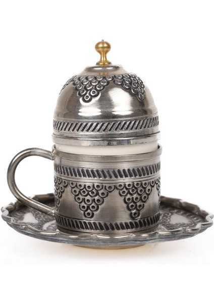 Ağır Işlemeli Tek Kişilik Bakır Kahve Fincanı, Osmanlı ve Üzüm Detaylarıyla Şık fiyatları