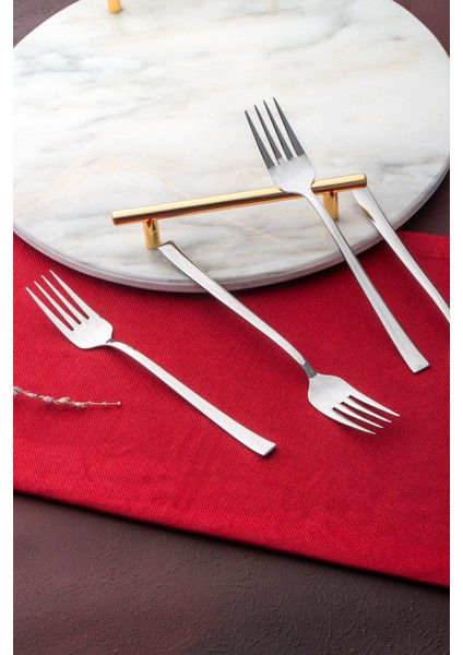 6'lı Çelik Tatlı Çatal Takımı, Şık ve Dayanıklı Mutfak Aksesuarı