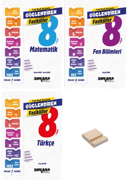 Lgs 8. Sınıf Güçlendiren Matematik Fen Bilimleri ve Türkçe 3lü Fasikül Seti + Telefon Tutucu
