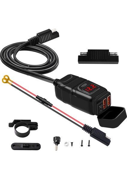 Motosiklet USB Şarj Aleti Süper Qc3. 0 Çift USB Bağlantı Noktası Voltmetre ile On / Off Anahtarı Değiştirme iphone DC12V Araba, Motosiklet, Plaj Arabası 7/8 Inç Gidon (Yurt Dışından)