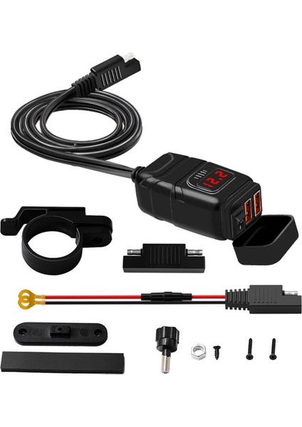 Motosiklet USB Şarj Aleti Süper Qc3. 0 Çift USB Bağlantı Noktası Voltmetre ile On / Off Anahtarı Değiştirme iphone DC12V Araba, Motosiklet, Plaj Arabası 7/8 Inç Gidon (Yurt Dışından) fiyatları