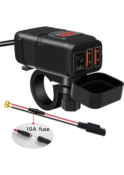 Motosiklet USB Şarj Aleti Süper Qc3. 0 Çift USB Bağlantı Noktası Voltmetre ile On / Off Anahtarı Değiştirme iphone DC12V Araba, Motosiklet, Plaj Arabası 7/8 Inç Gidon (Yurt Dışından) fırsatları