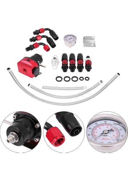 Ayarlanabilir Yakıt Basınç Regülatörü Yağ 160PSI Ölçer Bır 6 Uydurma End Evrensel Siyah &amp; Kırmızı (Yurt Dışından) modelleri