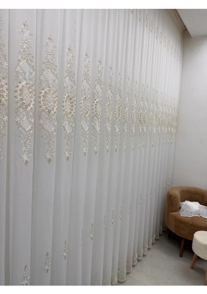 Nivemeshome Hürrem Gold Detaylı 1/3 Sık Pileli Tül Perde Apm modelleri