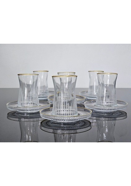 Şık 12'li Gold Yaldızlı Çay Takımı, Elysia Tabaklı, Beyaz Tasarım modelleri