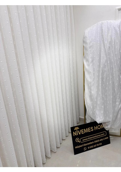 Nivemeshome Florida Keten Görünümlü Bohem Tarz Ponpon 1/3 Sık Pileli Tül Perde Apm modelleri