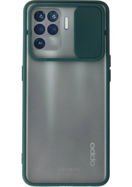 Oppo Reno 5 Lite Kılıf Palm Buzlu Kamera Sürgülü Silikon - Yeşil - NEONX9131-5215