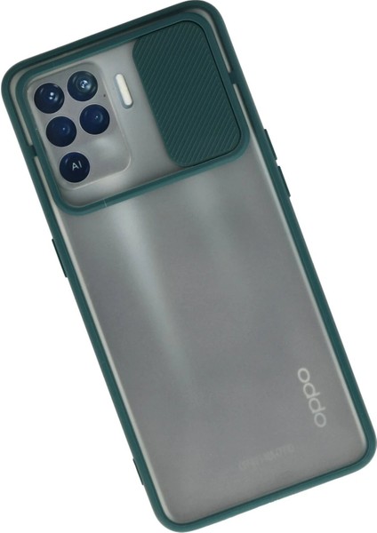 Oppo Reno 5 Lite Kılıf Palm Buzlu Kamera Sürgülü Silikon - Yeşil - NEONX9131-5215