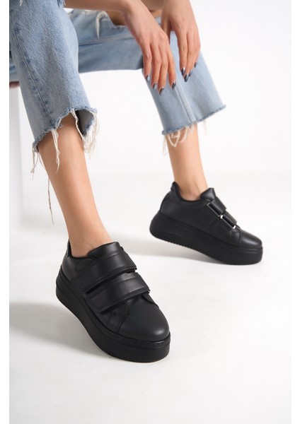 Venedık Bağcıksız Cırtlı 2 Bantlı Ortopedik Taban Kadın Sneaker Günlük Ayakkabı St Siyah fırsatları