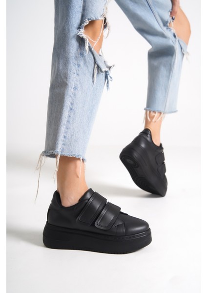 Venedık Bağcıksız Cırtlı 2 Bantlı Ortopedik Taban Kadın Sneaker Günlük Ayakkabı St Siyah indirimleri