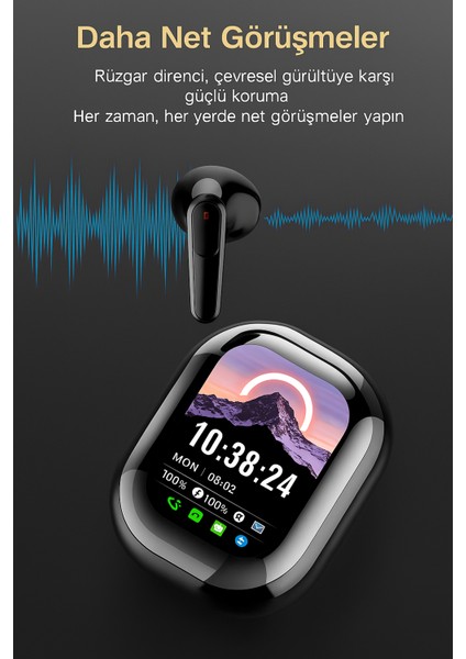 Akıllı Ekranlı Bluetooth 5.4 Tws Kulaklık Hayatın Ritmini Ekranda Keşfet