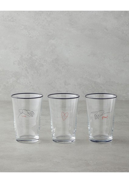 Şık 3'lü 290 ml Siyah Cam Bardak Takımı