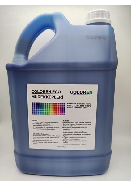 STARFIRE 1024 KAFALAR İÇİN KOKUSUZ ECO SOLVENT MÜREKKEP CYAN 5 LT
